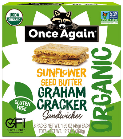 Once Again Crackers Box of 8 Sunflower Butter Graham Cracker Sandwiches - Organic, Non-GMO Cracker Snacks