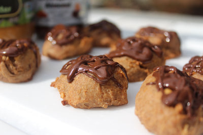 Banana Biscuits Drizzled with Chocolate Nut Butter