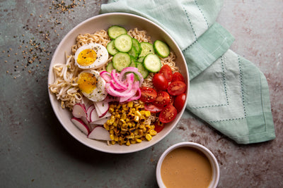 Chilled Vegetable Ramen Bowls with Tahini Sauce
