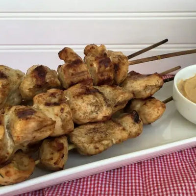 Chicken Kebabs with Peanut Dipping Sauce