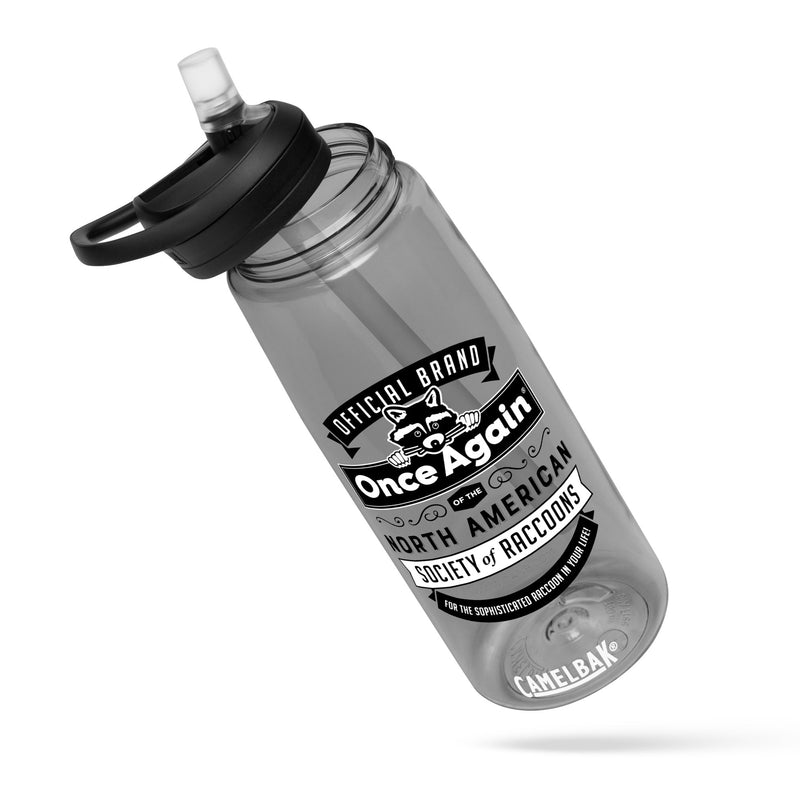 Once Again Merchandise Charcoal Sports Water Bottle - Society of Raccoons Logo