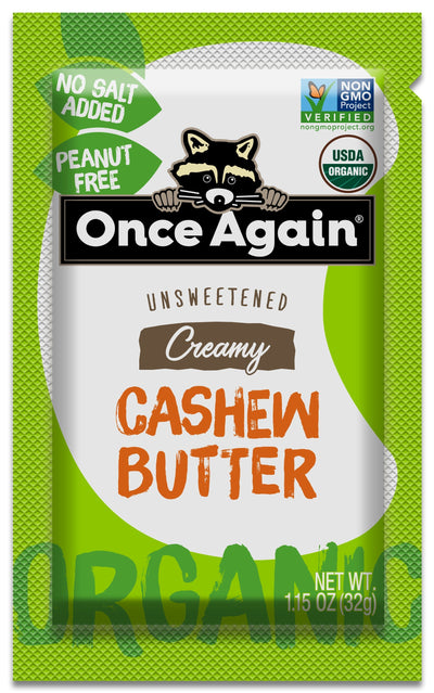 Once Again Cashew Butter 1.15oz Squeeze Pack / Box of 10 Organic Cashew Butter - Unsweetened - 1.15 oz Squeeze Packs, 10 Count