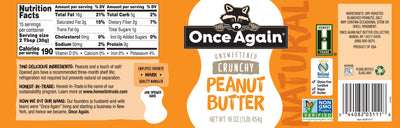 Once Again Nut Butter Peanut Butter Natural Crunchy Peanut Butter - Lightly Salted, Unsweetened - 16 oz