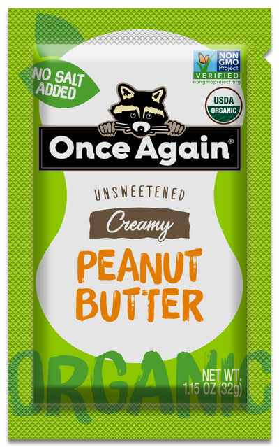 Once Again Peanut Butter 1.15oz Squeeze Pack / Box of 10 Organic Creamy Peanut Butter - Salt Free, Unsweetened - 1.15 oz Squeeze Packs, 10 Count