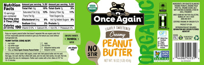 Once Again Peanut Butter Organic Creamy Peanut Butter - American Classic, No Stir - Lightly Sweetened & Salted - 16 oz
