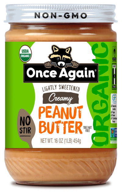 Once Again Peanut Butter Organic Creamy Peanut Butter - American Classic, No Stir - Lightly Sweetened & Salted - 16 oz