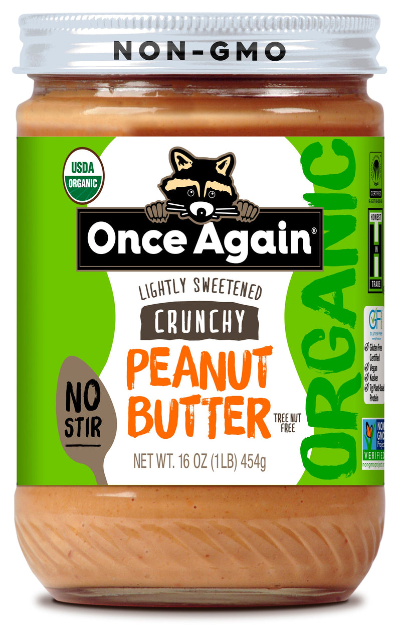 Once Again Peanut Butter Organic Crunchy Peanut Butter - American Classic, No Stir - Lightly Sweetened & Salted - 16 oz