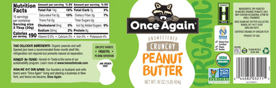 Once Again Peanut Butter Organic Crunchy Peanut Butter - Lightly Salted, Unsweetened - 16 oz