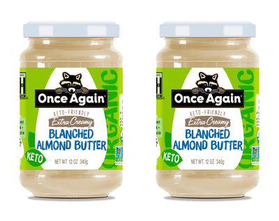 Once Again Stocked 12oz Glass Jar / Pack of 2 Organic Extra Creamy Blanched Almond Butter - Salt Free, Unsweetened - 12 oz