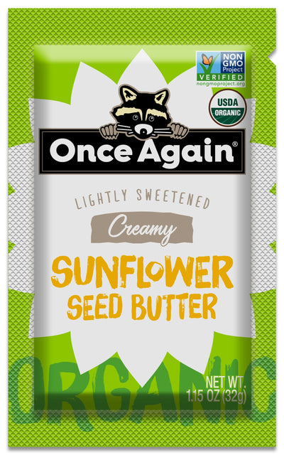 Once Again Sunflower Butter 1.15oz Squeeze Pack / Box of 10 Organic Sunflower Butter - Lightly Salted & Sweetened - Peanut Free - 1.15 oz Squeeze Packs, 10 Count